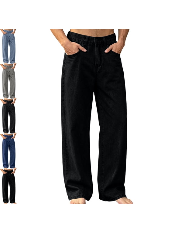 Men's Denim Pants Baggy Wide Leg Jean Pants Casual Loose Streetwear Fall Winter Comfy Fashion Trousers
