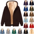 thumbnail image 1 of Danhjin Men's Fleece Lined Hoodies Unisex Full Zipper Jacket Thicken Loose Long Sleeve Sweatshirts Fall Winter Casual Comfy Cozy Warm Outwear Coat, 1 of 4