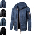 thumbnail image 1 of Danhjin Men's Hooded Jacket Zip-up Hoodies Long Sleeve Causal Sweatshirts Fall Winter Drawstring Solid Color Outwear Coat with Zipper Pockets, 1 of 6
