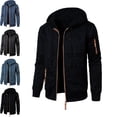 thumbnail image 1 of Danhjin Men's Hooded Jacket Zip-up Hoodies Long Sleeve Causal Sweatshirts Fall Winter Drawstring Solid Color Outwear Coat with Zipper Pockets, 1 of 5