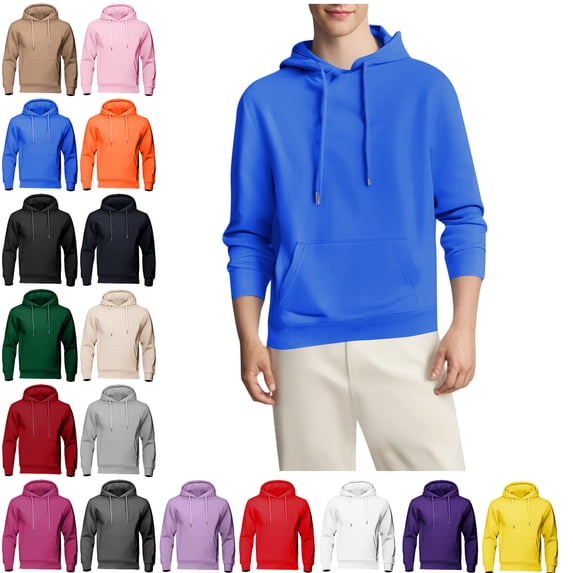 Danhjin Men's Hoodies Pullover Hooded Sweatshirts Fall Winter Comfy Casual Long Sleeve Tops Fashion Stylish Loose Solid Color Shirt Blouses