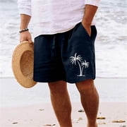 Danhjin Mens Linen Shorts Casual Lightweight Casual Elastic Waist Drawstring Summer Beach Workout Gym Yoga Shorts for Men