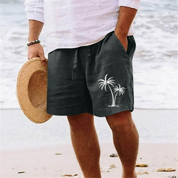 Danhjin Men's Linen Shorts Casual Lightweight Casual Elastic Waist Drawstring Summer Beach Workout Gym Yoga Shorts for Men