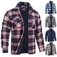 thumbnail image 1 of Danhjin Men's Plaid Jackets Lapel Button Down Long Sleeve Turn Down Collar Fall Winter Outerwear Color Block Comfy Fashion Coats, 1 of 4