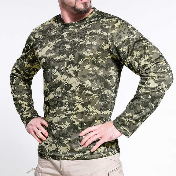 Danhjin Men's Shirts Long Sleeve Sun Protection Cre W Neck Tops Solid Lightweight Quick Ly Dry Workout Sports Fishing Running Tee Shirt