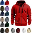 thumbnail image 1 of Danhjin Men's Solid Color Hoodies Full Zipper Jackets Long Sleeve Fashion Sweatshirts Casual Fall Winter Outdoor Outwear Coats, 1 of 6