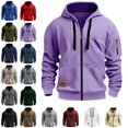 thumbnail image 1 of Danhjin Men's Solid Color Hoodies Full Zipper Jackets Long Sleeve Fashion Sweatshirts Casual Fall Winter Outdoor Outwear Coats, 1 of 6
