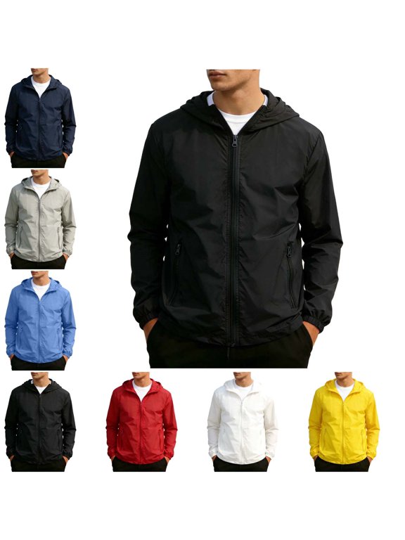 Men's Sun Protection Jackets Hooded Long Sleeve Outerwear Fishing Hiking Lightweight Full Zipper Jackets