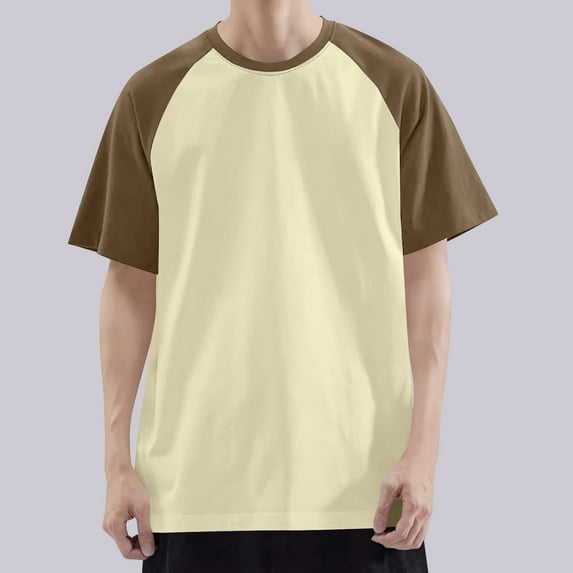 Danhjin Mens Color Matching T-Shirts Crew Neck Shirt Loose Short Sleeve Top Summer Spring Soft Lightweight Comfy Casual Blouse Going Out Fashion Loungewear Tops