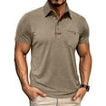 thumbnail image 1 of Danhjin Mens Lapel T-Shirt Short Sleeve Solid Color V Neck Collared Top Comfy Summer Spring Golf Tee Shirt Fashion Stylish Soft Breathable Pullover Shirts with Button and Pocket, 1 of 6