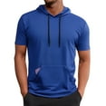 thumbnail image 1 of Danhjin Mens Short Sleeve Hoodie Tops Summer Solid Color Fashion Casual Top Pullover with Pocket Spring Going Out Thin Workout Lightweight Comfy Blouse Tops, 1 of 5