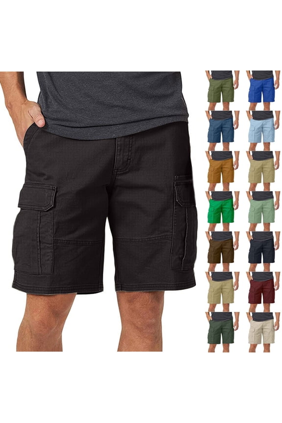 Danhjin Mens Shorts Cargo, 2024 Elastic Waist Bermuda Shorts Summer Casual Loose Multi Pockets Outdoor Jogger Short Cargos