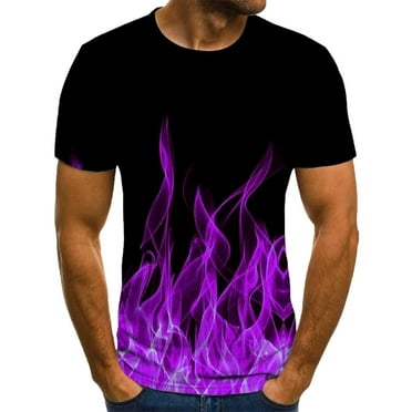 Danhjin Mens T-shirts Casual 3D Flame Printing Short Sleeve Round Neck Pullover T Shirt Blouse