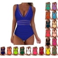 thumbnail image 1 of Danhjin Mesh Patch Swimsuit for Women 1 Piece Hollow out Swiming Bathing Suits High Cut Fishnet Summer Beach Casual Swimwear Holiday Vacation Attractive Cute Swim Suits, 1 of 5