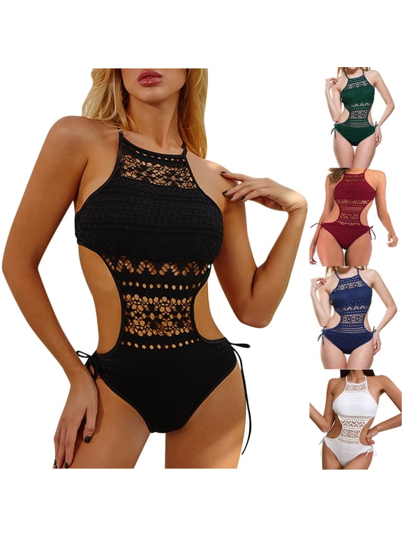 Monokini Swimsuits for Women 1 Piece Set String Ties up Hollow out Swimwear Swimming Summer Beach Bathing Cute Attractive Swim Suits