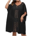 thumbnail image 1 of Danhjin Oversized Swimsuit Coverups for Women Hollow out Short Sleeve Casual Beachwear Summer Bikinis Beach Sun Bathing Swiming Cover up Loose Dress, 1 of 4