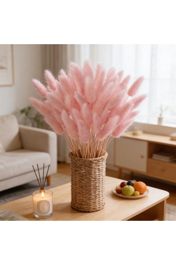 Pampas Grass 60pc Bunny Tails Dried Flower for Wedding Boho Home Table Decor and Spring Party Decoration