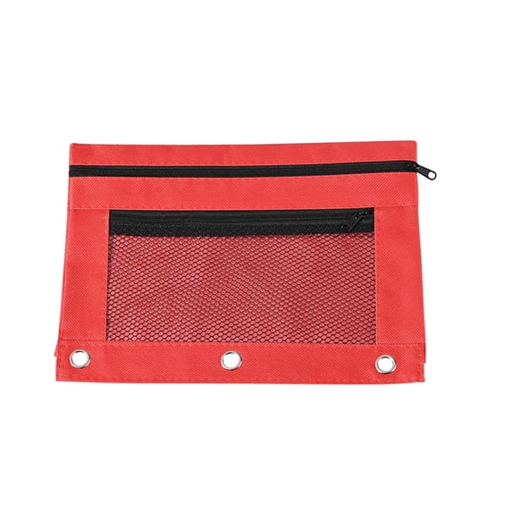 Danhjin Pencil Pouch for 3 Ring Binder, Three Hole Cloth Case with Double Layer Mesh and Large Capacity Zipper for Pen Organization