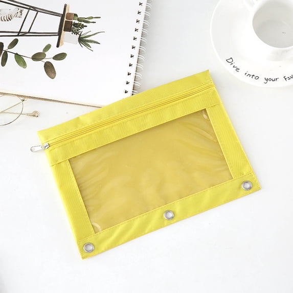 Danhjin Pencil Pouch for 3 Ring Binder, Three-hole Zipper Transparent Case as Detachable Document Storage Folder with Large Capacity