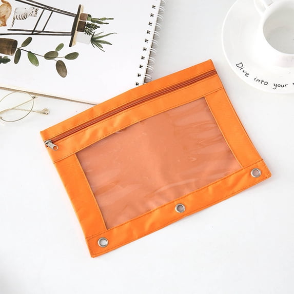 Danhjin Pencil Pouch for 3 Ring Binder, Three-hole Zipper Transparent Case as Detachable Document Storage Folder with Large Capacity
