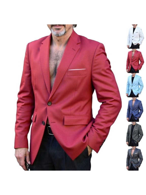 Plus Size Blazer Jackets for Men Lapel Button Down Business Casual Dress Suit Coats Office Work Formal Turn Down Collar Outwear(Available in XL to 5XL)