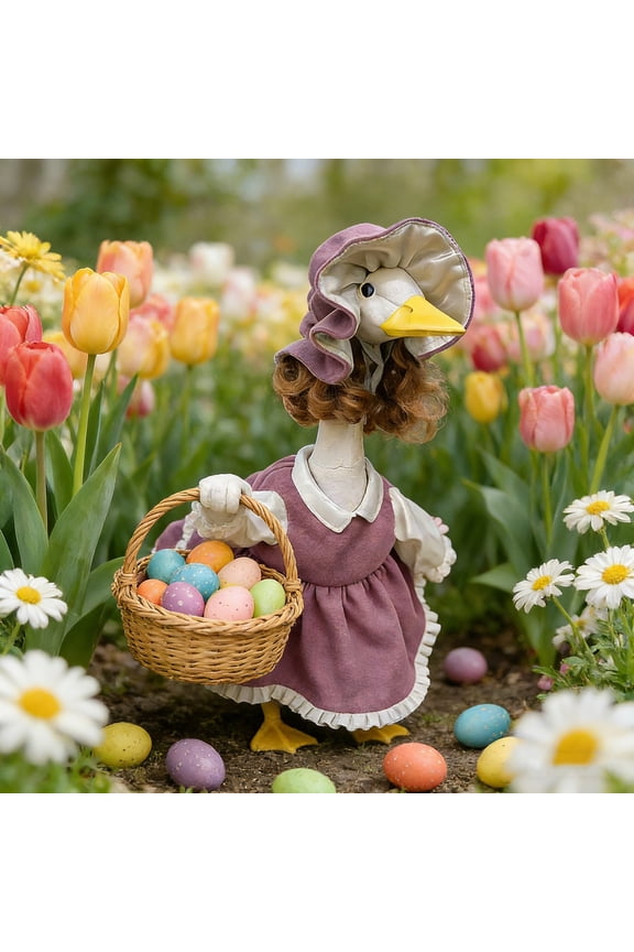 Porch Goose Outfits Purple Lace Dress for Christmas and Easter Holiday Yard Decoration