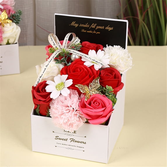 Danhjin Preserved Roses in a Box, DIY Soap Flower Eternal Roses Gift Box for Women, Valentine's Day Birthday Anniversary Mother's Day Gift, Flowers in a Box for Home Decor, Rose Box