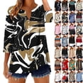 thumbnail image 1 of Danhjin Print Button Down Shirts for Women 3/4 Sleeve Loose Fashion Shirts Casual Going out Fall Summer Spring Tops, 1 of 7