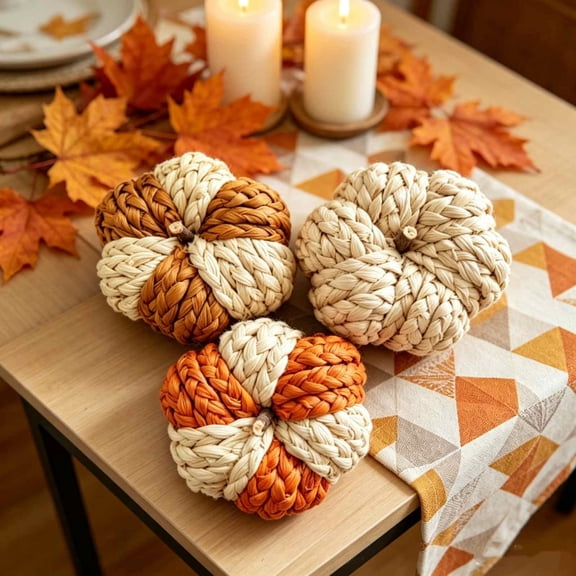 Danhjin Pumpkin Decor Multicolored Fall Halloween Tabletop Ornament, Thanksgiving Christmas Photo Prop