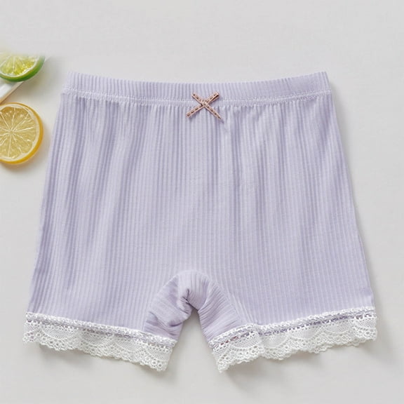 Danhjin Purple Summer Shorts for Girls Elastic Waist Solid Color Casual Stretchy Comfy Thin Shorts