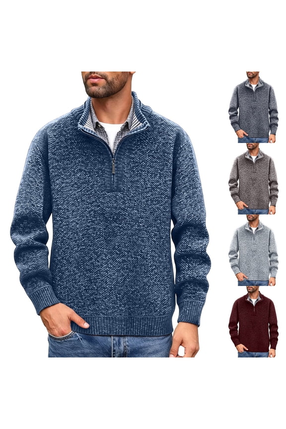 Quarter Zipper Sweater Tops for Men Turtleneck Knitted Casaul Fall Winter Warm Pullover Shirts Long Sleeve Comfy Soft Loungewear Outdoor T Shirts Blouses