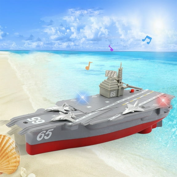Danhjin Remote Control Boat Aircraft Carrier, Acousto-optic Aquatic Toy with Lights, Birthday Gift for Children