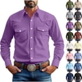 thumbnail image 1 of Danhjin S-5XL Western Shirts for Men Button Down Cotton Long Sleeve Collar Casual Solid Color Plus Size Tops Fashion Going out Working Comfy Soft Shirs with Chest Pockets, 1 of 8