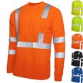 thumbnail image 1 of Danhjin Safty Shirts for Men Visibility Reflective Stripe Crew Neck Long Sleeve Work Casual Fall Winter Pullover Tops Comfy Outdoor Fishing Night Out Tees Shirts, 1 of 5