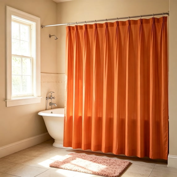 Danhjin Shower Curtain for Bathroom, Water Repellent Flexible Plastic Liner, Orange