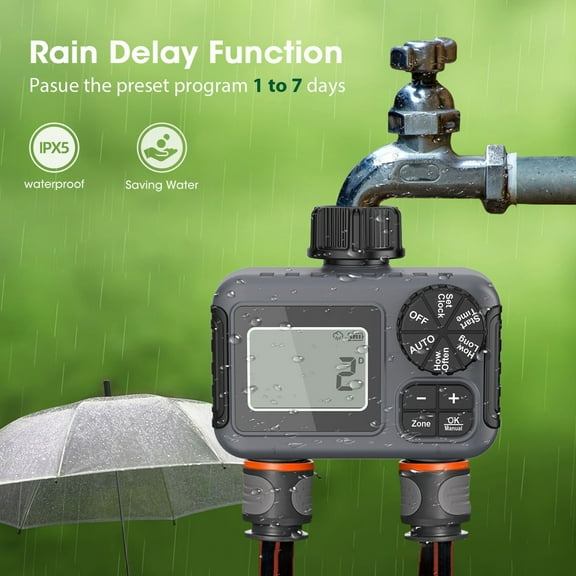 Danhjin Smart Hose Timer WiFi-Enabled Programmable Outdoor Water Timer for Garden Hoses, Sprinklers & Drip Irrigation Systems with Rain Delay & Multi-Zone Controling