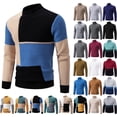 thumbnail image 1 of Danhjin Solid Sweater Tops for Men Turtleneck Color Block Slim Casaul Fall Winter Warm Pullover Shirts Long Sleeve Comfy Soft Loungewear Outdoor T Shirts Blouses, 1 of 7