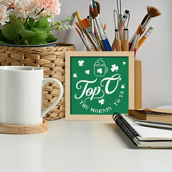 Danhjin St Patricks Day Decorations for Table Wood Green for Party Irish Festival Decoration