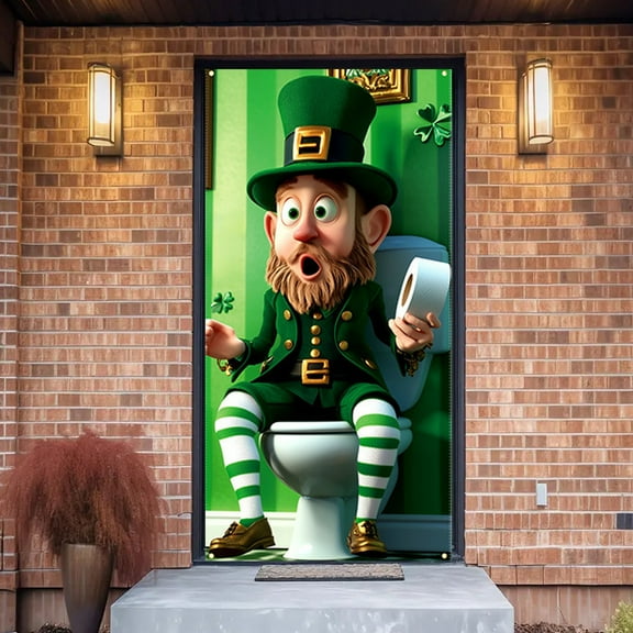 Danhjin St Patricks Day Door Cover Outdoor for Outdoor Decoration Irish Festival Decoration