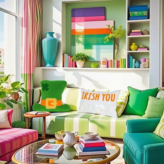 Danhjin St Patricks Day Pillow Green, Irish Print for Sofa Cushion 13in Irish Festival Decoration