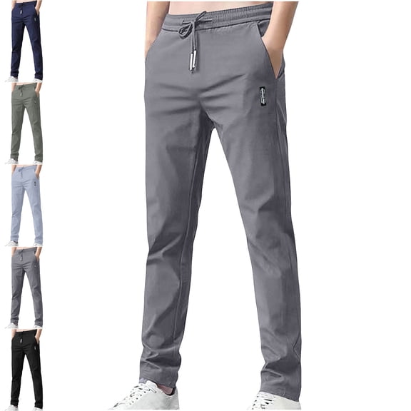 Danhjin Straight Pants for Men Comfy Casual Slim Pants Fall Spring Fashion Lightweight Loungewear Outdoor Trousers with Pockets