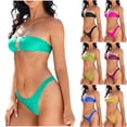 thumbnail image 1 of Danhjin Strapless Bikinis for Women Off the Shoulder Stretchy 2 Piece Swimsuit Modest Solid Color Cheek Attractive Swimwear Bathing Swimming Cheek Fashion Swim Suits, 1 of 8