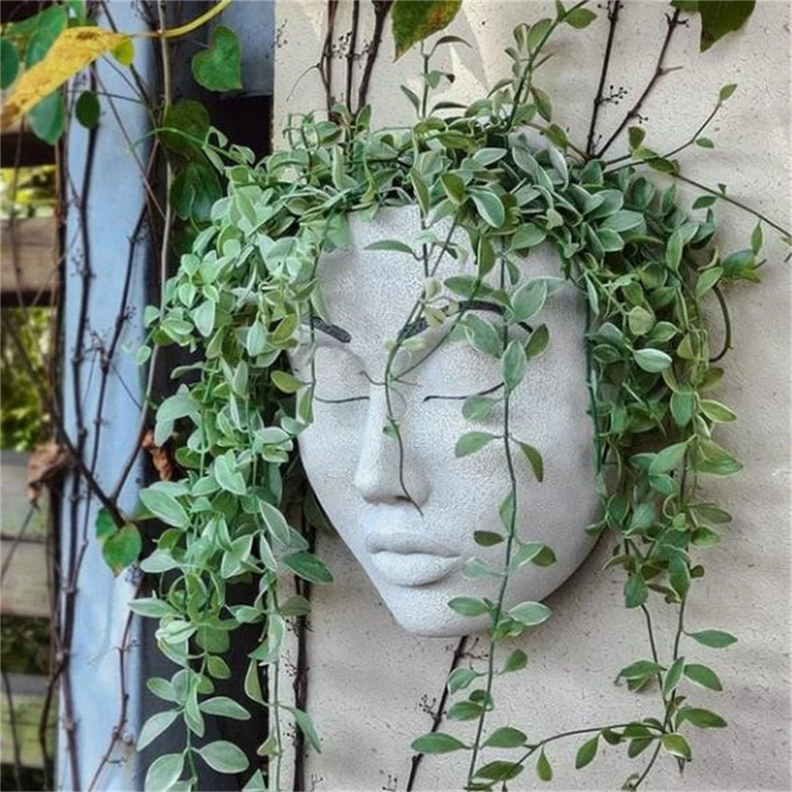 Danhjin Succulents Pots, Resin Human Face Wall Mounted Outdoor Garden Planter, Decorative Wall Hanging Flower Pot for Succulents Air Plants in Patio Balcony Decor