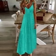 thumbnail image 1 of Danhjin Summer Dresses for Women Casual V Neck Sleeve Less Maxi Dress Solid Color Spaghetti Strap Flowy Long Dress, 1 of 5