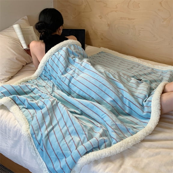 Danhjin Throw Blanket, Lambskin Weighted Sofa and Office Nap Throw for Air Conditioning, Cozy for Couch and Bed, 39" x 59"