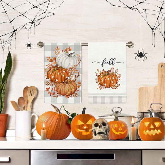 Danhjin Towels, Soft Fast Dry Bath Towels Beach Towel, Halloween Towel Pumpkin Print Absorbent Bath Sheets for Kitchen Gym Spa Pool Guest Bathroom Decor