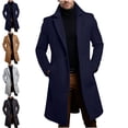 thumbnail image 1 of Danhjin Trench Coats for Men Long Open Front Lapel Long Jackets Long Sleeve Fall Winter Overcoats Business Casual Going out Fashion Outwear, 1 of 6