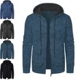 thumbnail image 1 of Danhjin Trendy Zipper Hoodies for Men Long Sleeve Fall Winter Jacket Solid Color Sweatshirts Casual Comfy Soft Loose Outwear Coat, 1 of 5