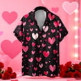thumbnail image 1 of Danhjin Valentine Day Shirts for Men Casual Button Down Shirt with Graphic Lapel Short Sleeve Top Fashion Summer Spring Shirt Comfy Blouse Going Out Party Holiday Vacation Tops, 1 of 5