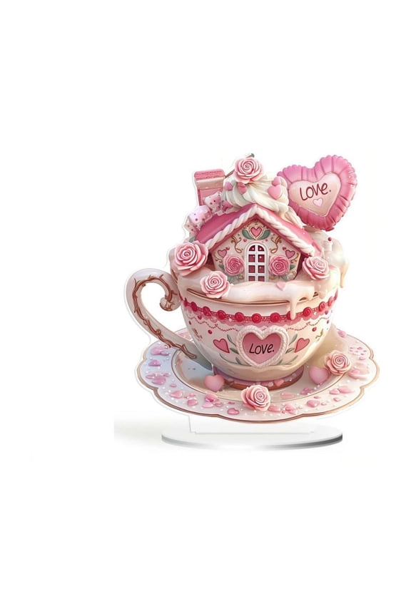 Valentines Day Table Decorations, Cupcake Valentine's Day Desktop Decorations with Aggrek Wear for Romantic Office and Home Table Centerpieces